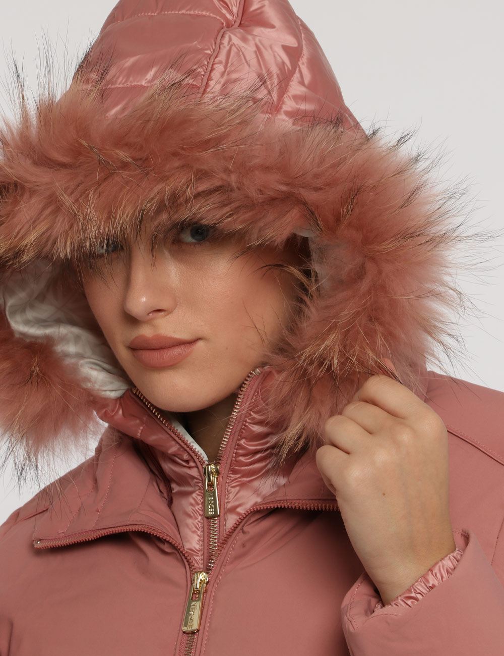 Piumino corto rosa