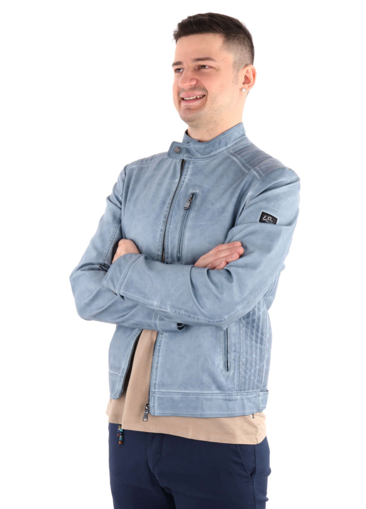 Giacca ecopelle denim