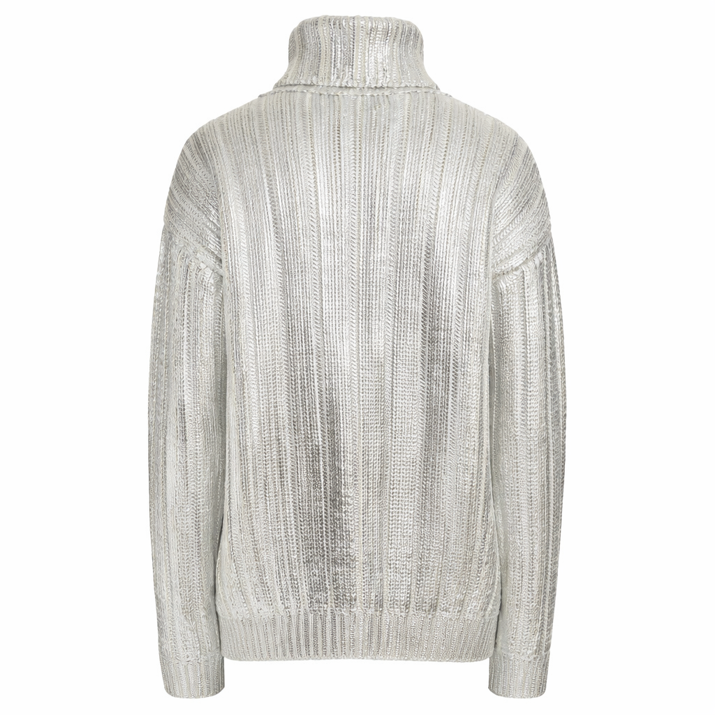 Metallic Cabled Turtleneck
