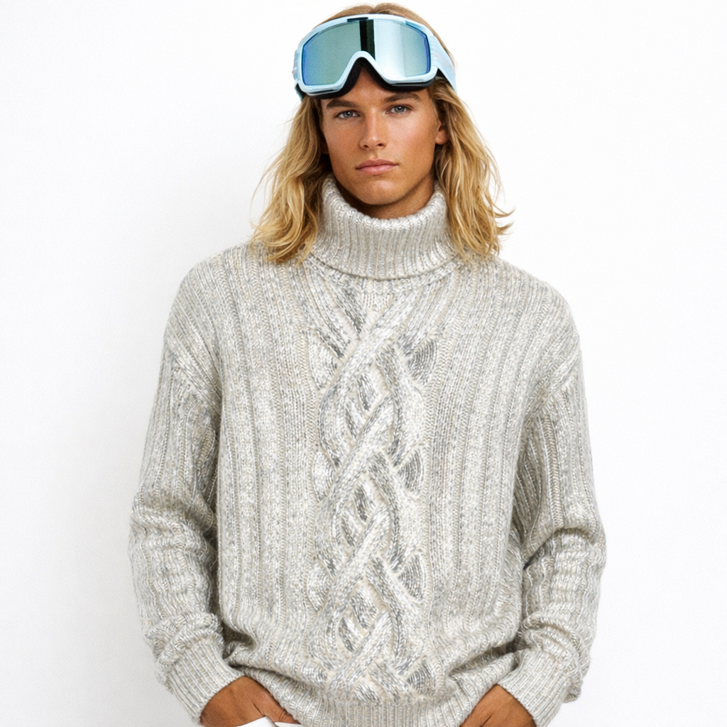 Balmain Metallic Cabled Turtleneck