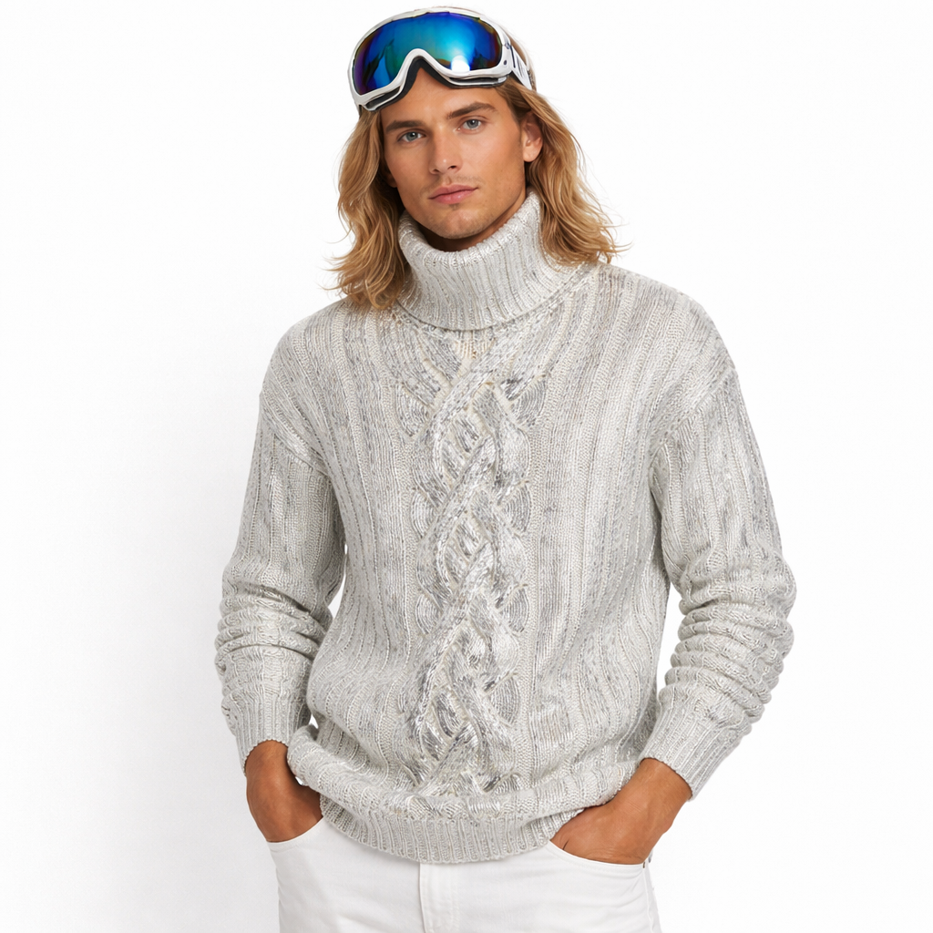 Metallic Cabled Turtleneck