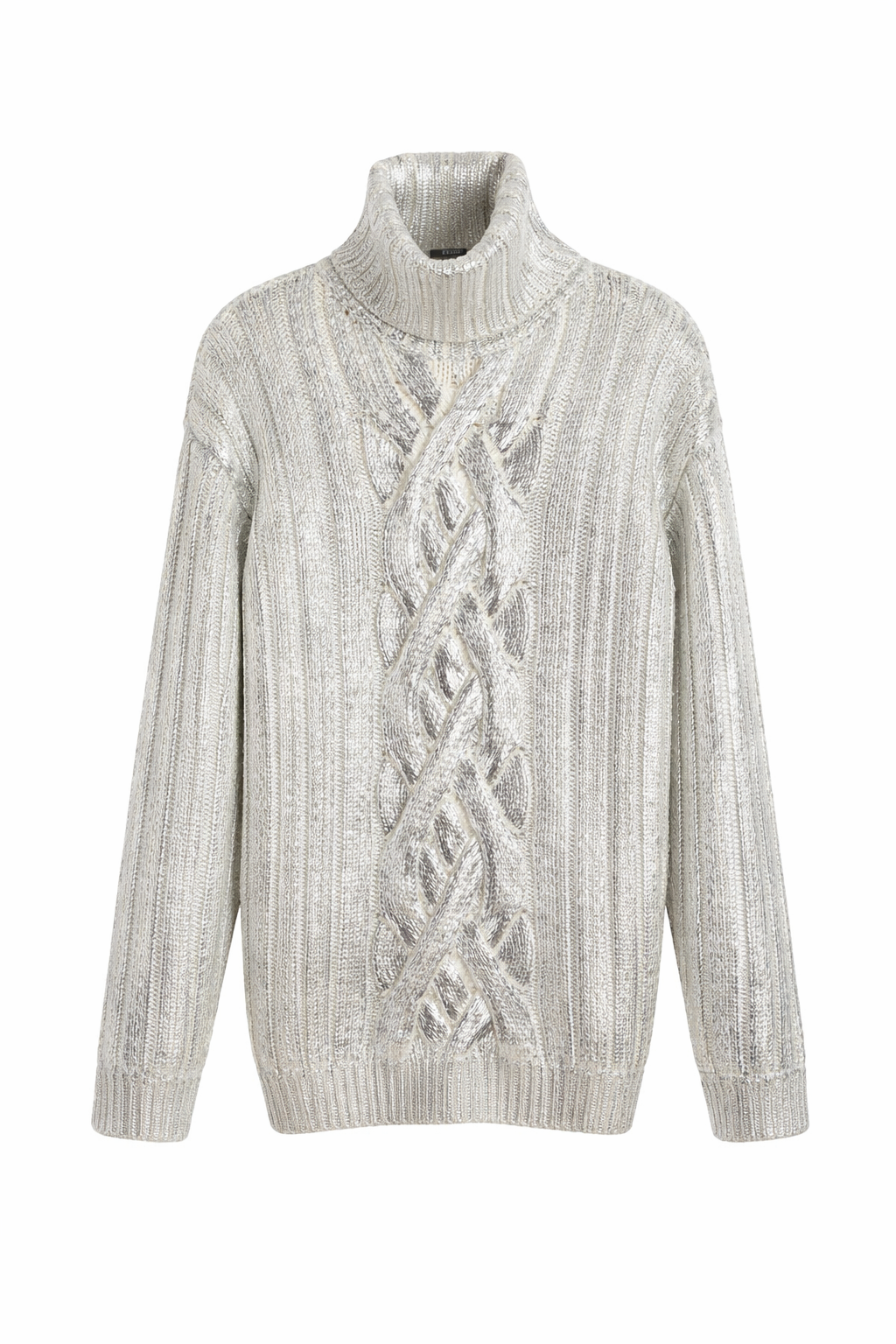Metallic Cabled Turtleneck