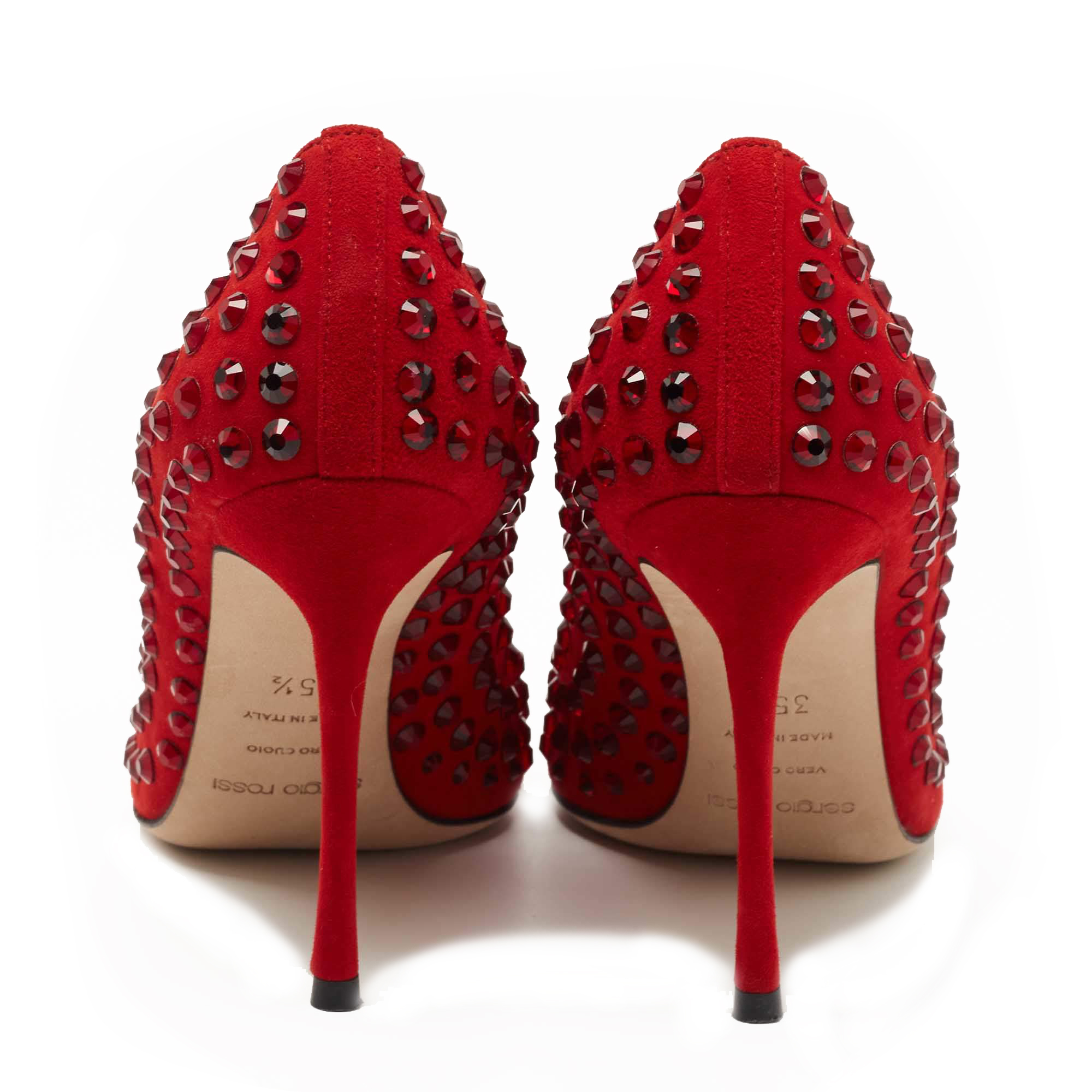 Red Suede Studded Pointed strass