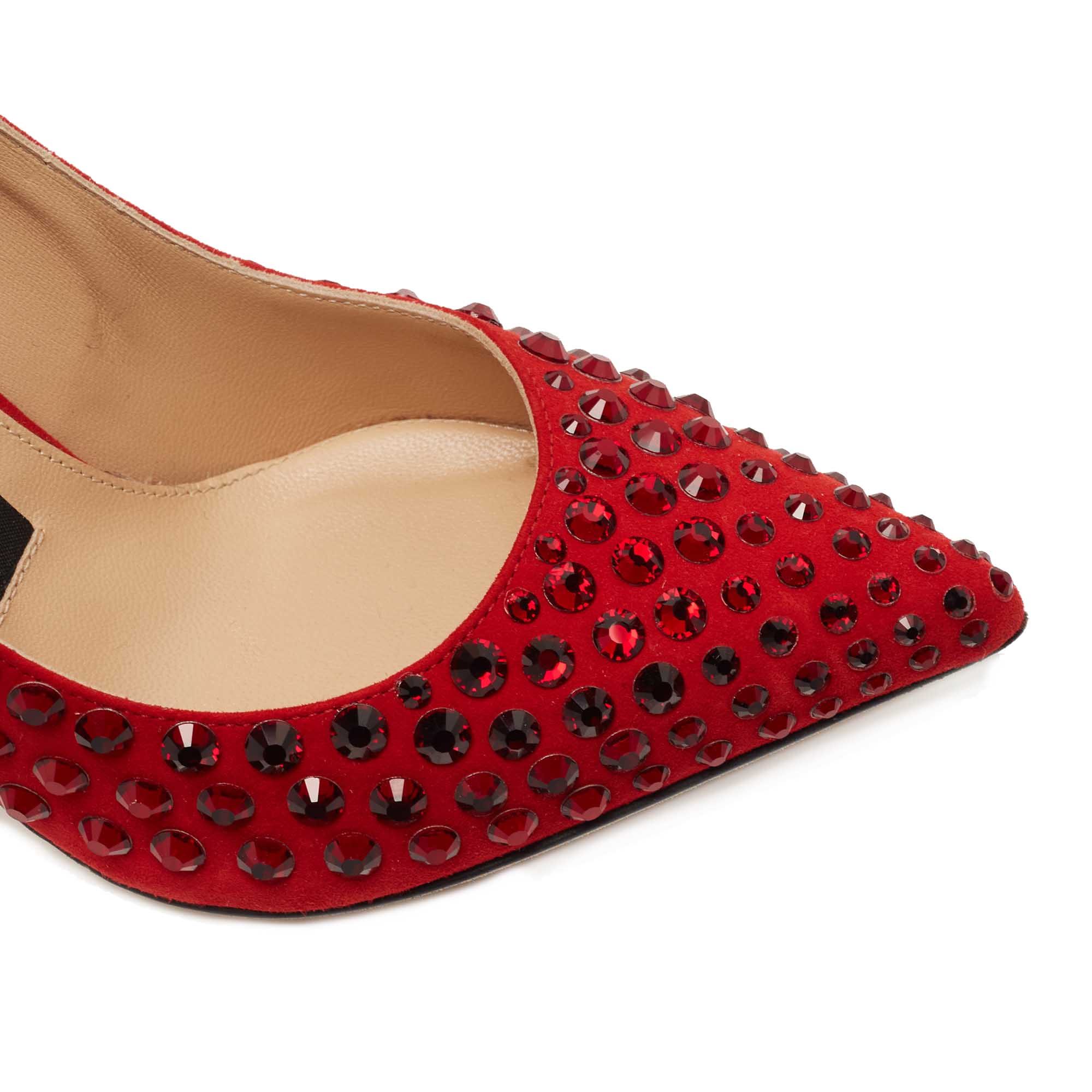 Red Suede Studded Pointed strass
