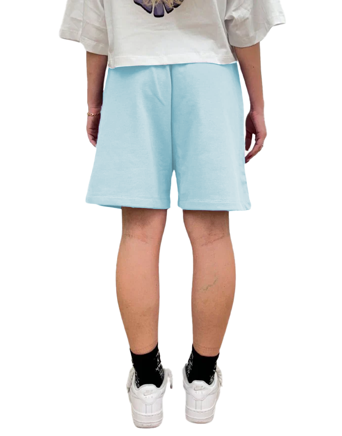 Shorts azzurri logo ricamato