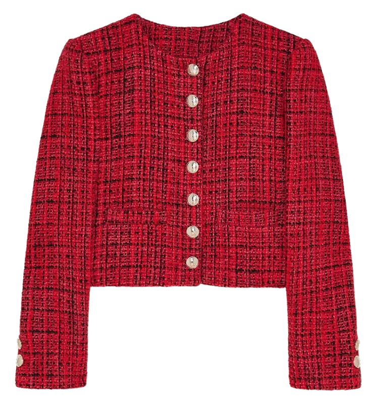 Patrizia Pepe Giacca cropped coral tweed