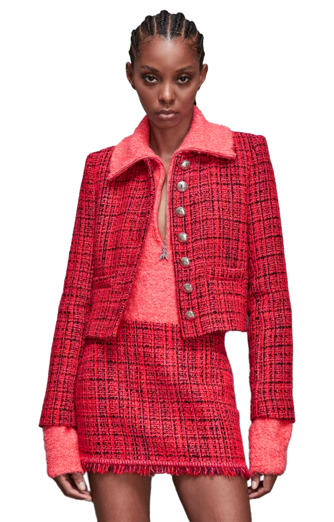 Giacca cropped coral tweed