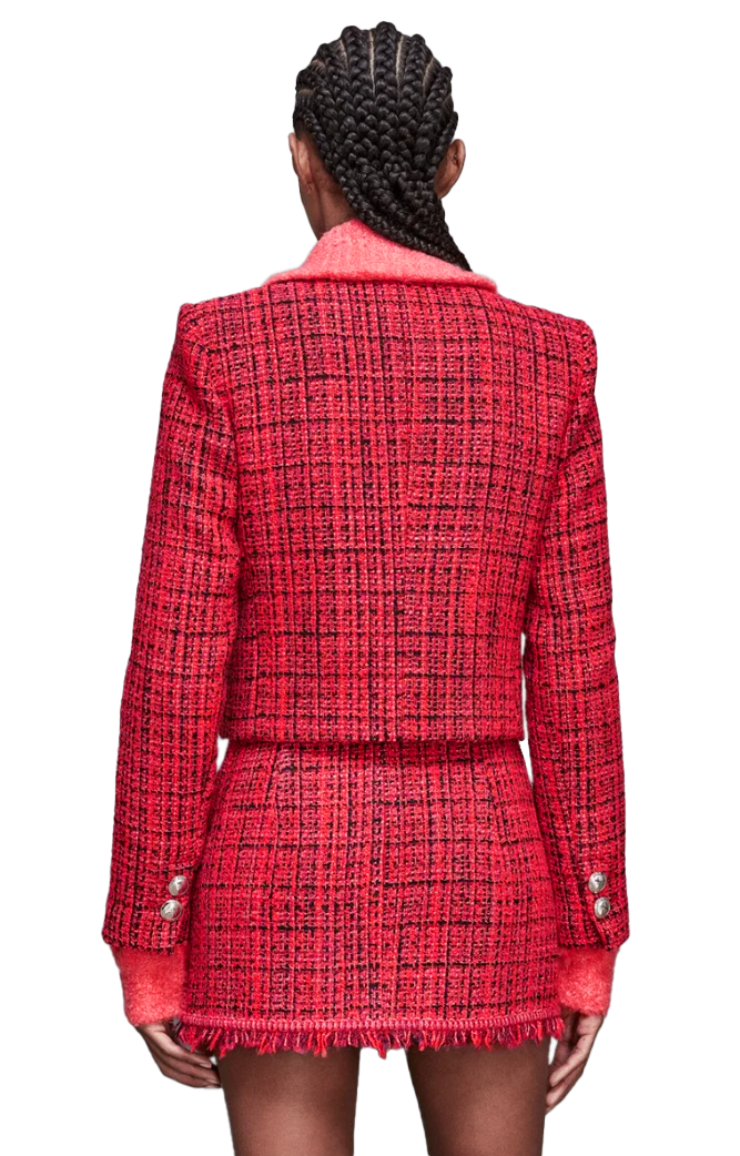Giacca cropped coral tweed