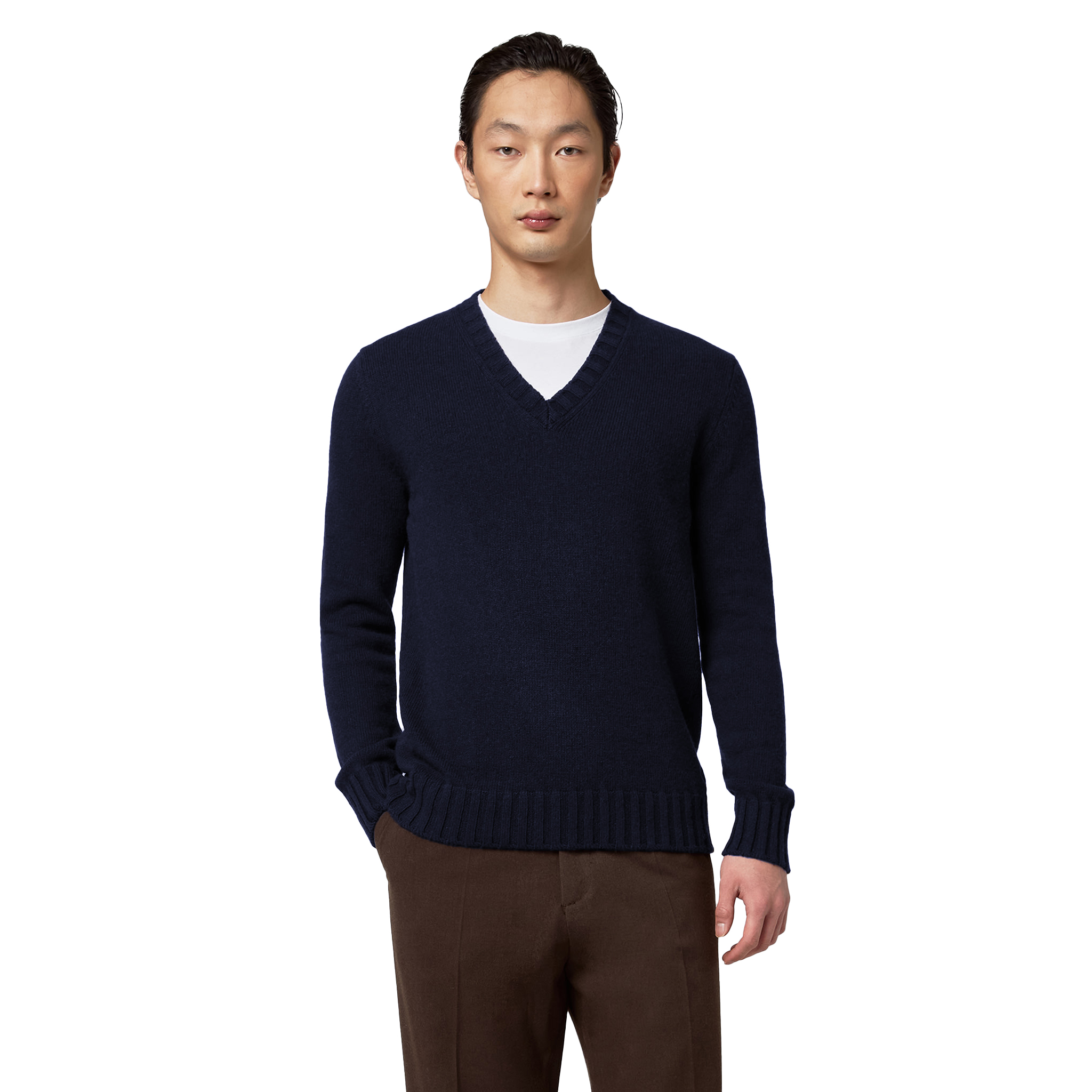 Maglia scollo V misto lana