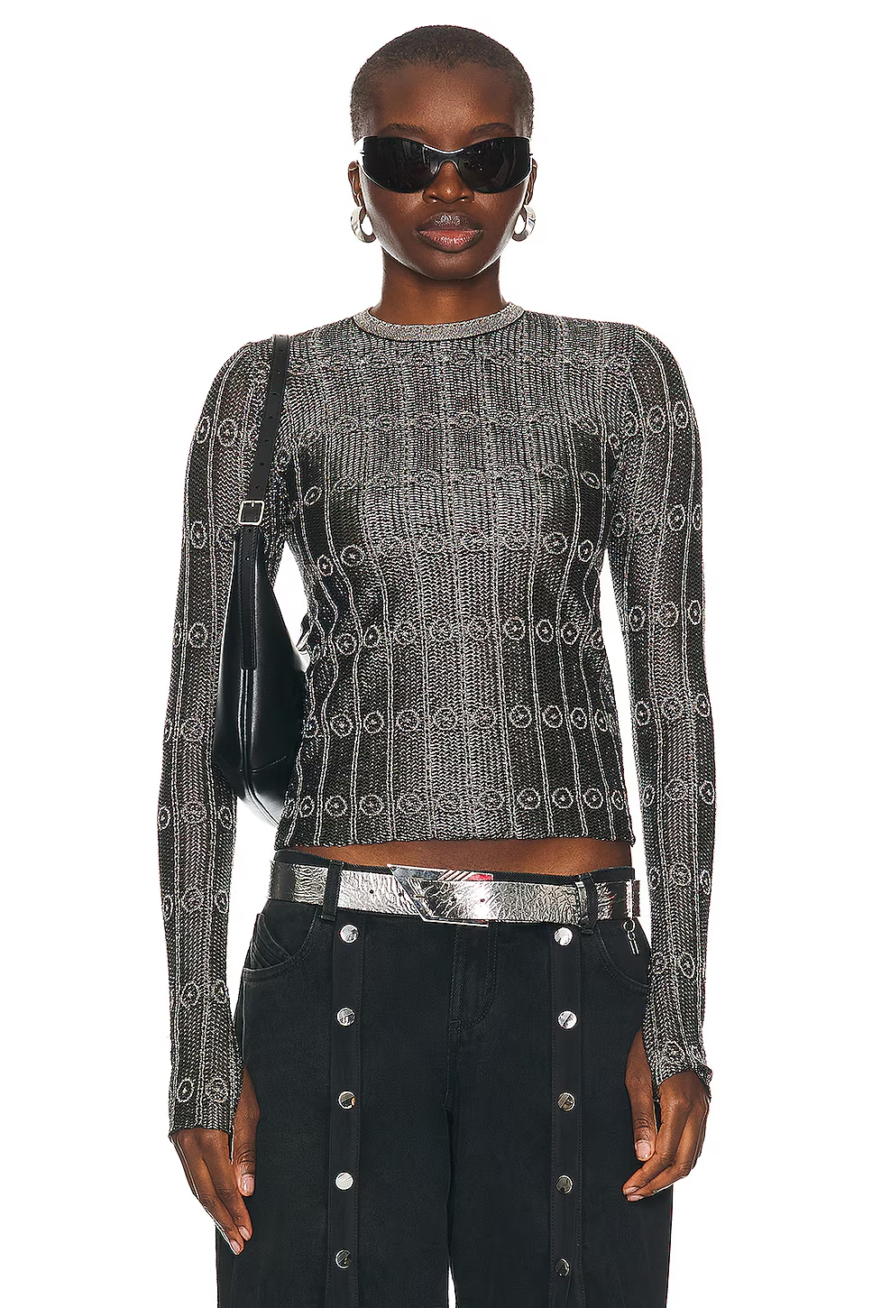 The Attico Top black-silver