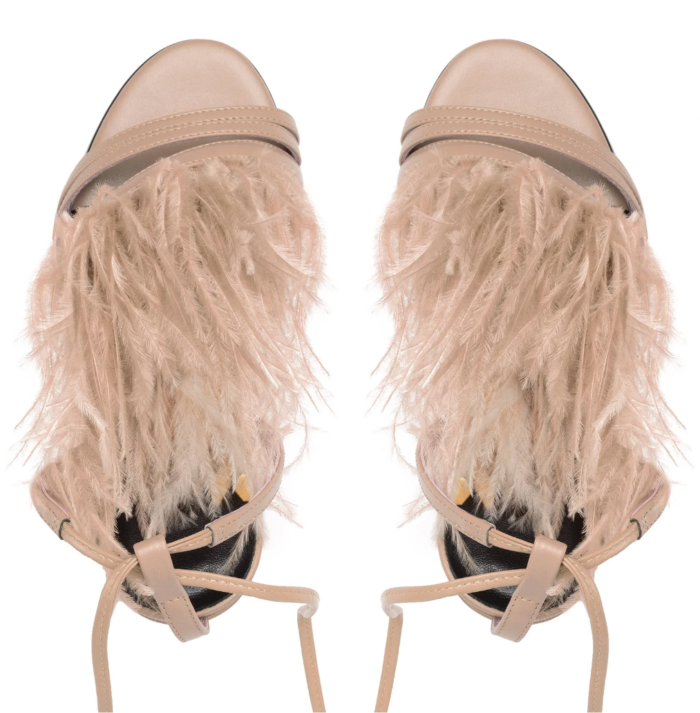Sandali pelle con piume