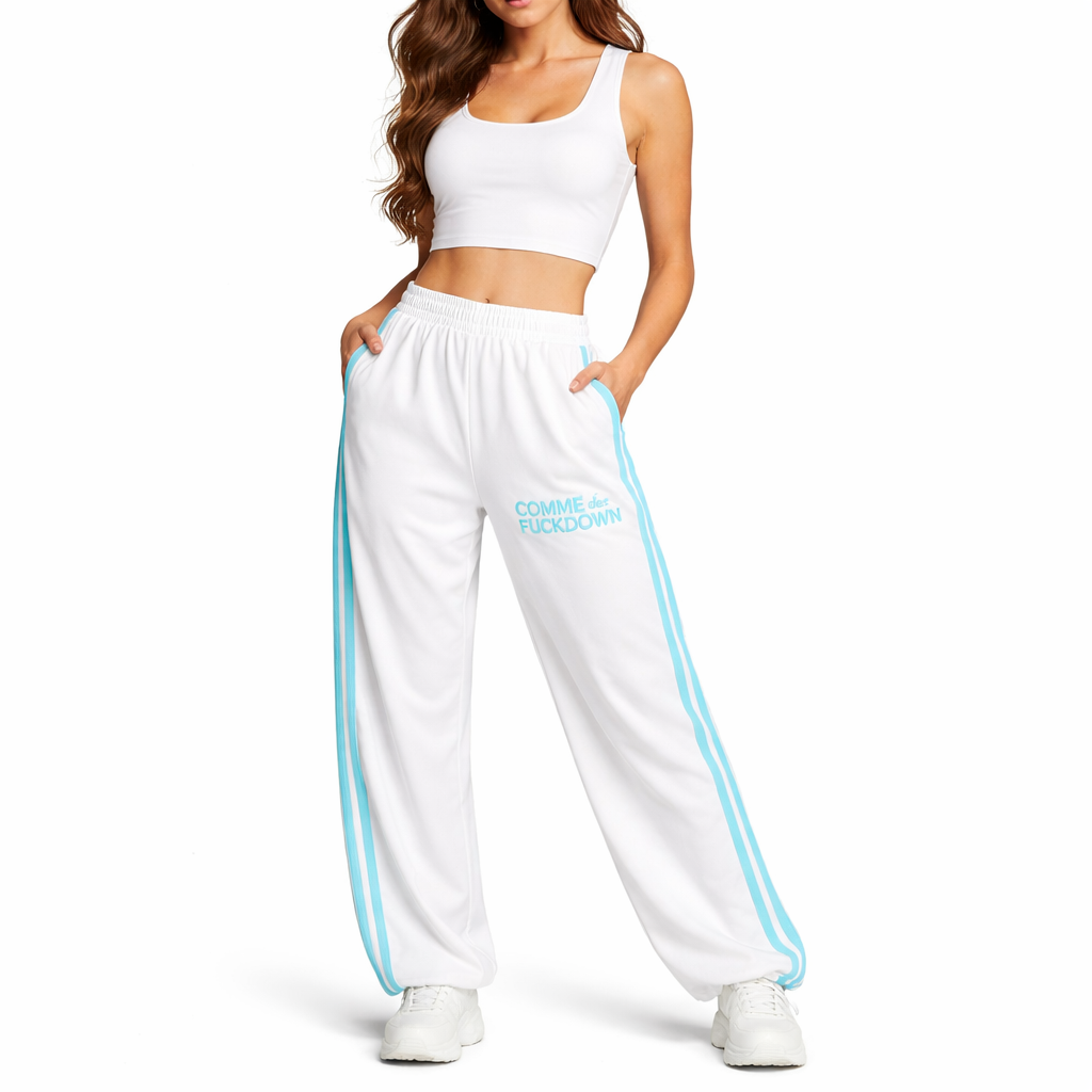 Comme Des Fuckdown Pantalone in triacetato con bande