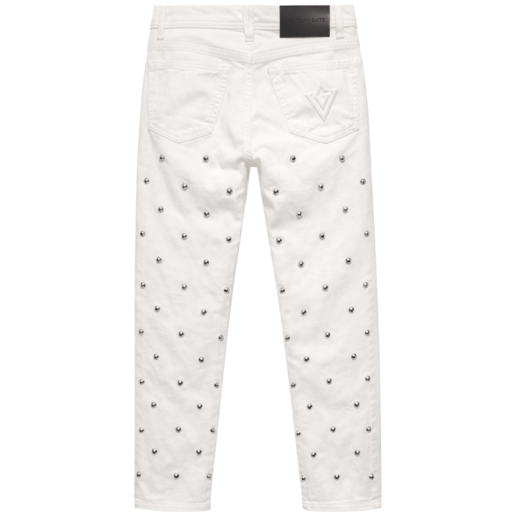 Jeans borchiati bianchi