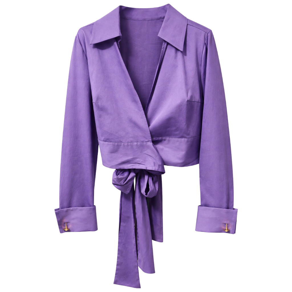 Elisabetta Franchi Camicia viola incrociata a due code