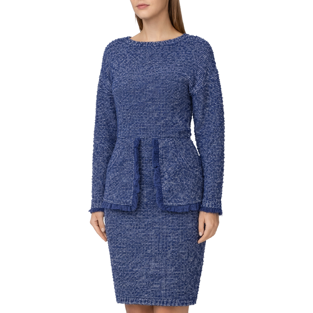 Abito blu con taglio vivo