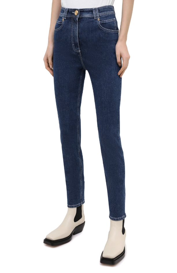 Jeans high-waist regular blu