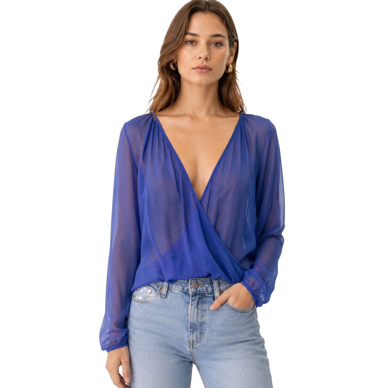 Patrizia Pepe Camicia semi trasparente blu