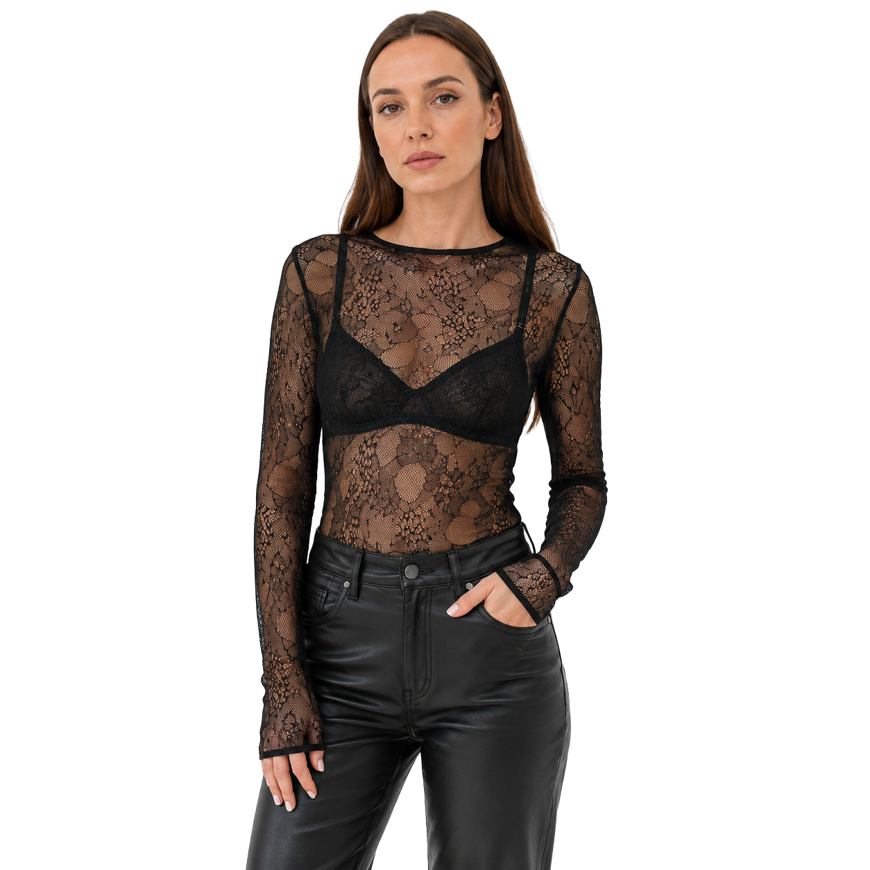 Patrizia Pepe Camicia nera semi trasparente