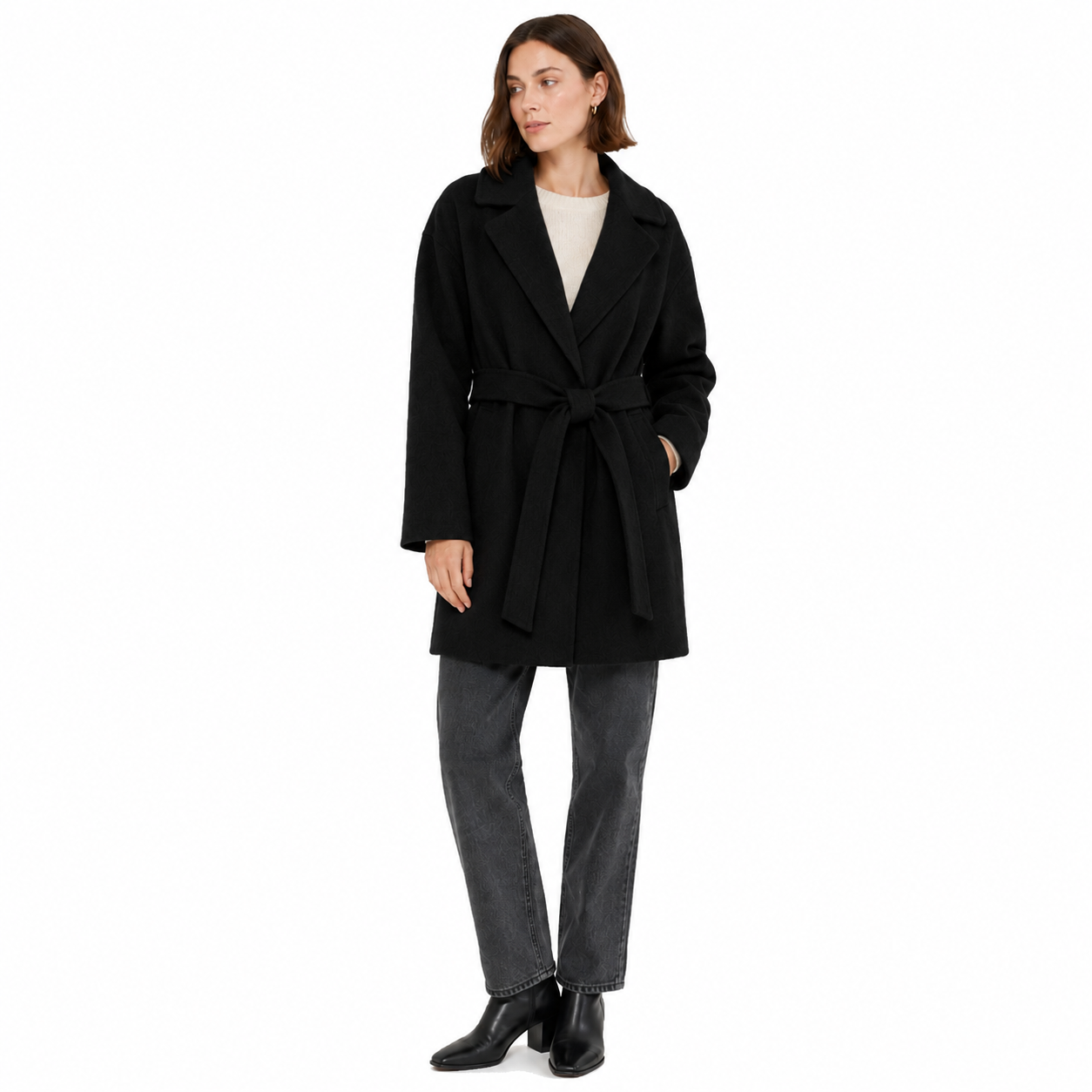 Cappotto lana con cintura