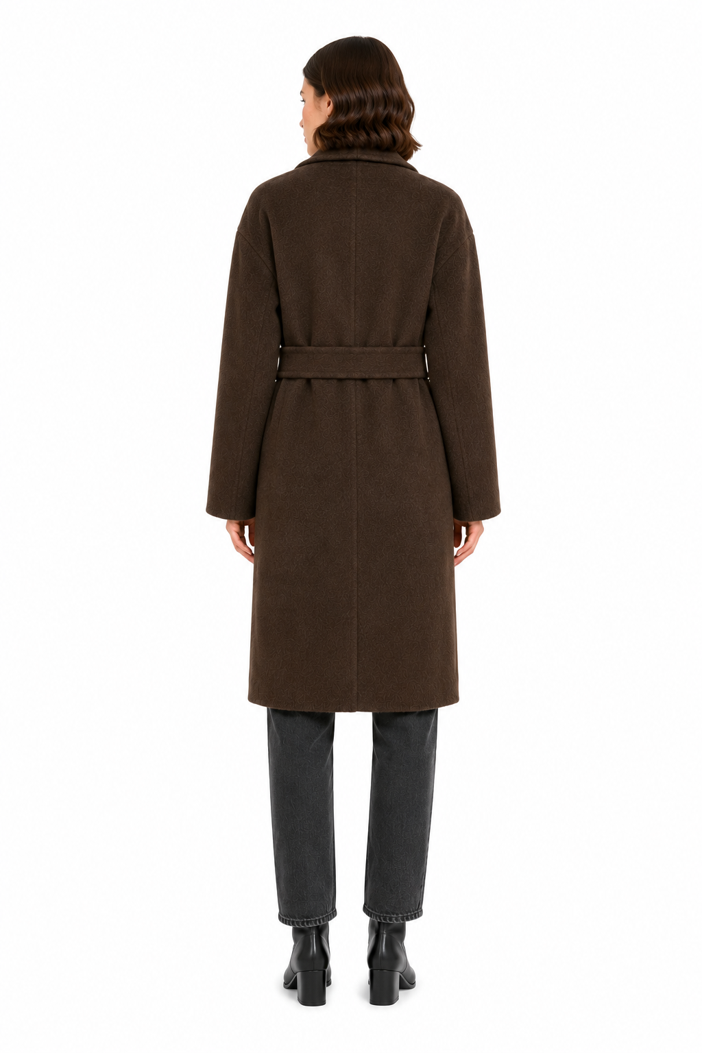 Cappotto lungo lana con cintura