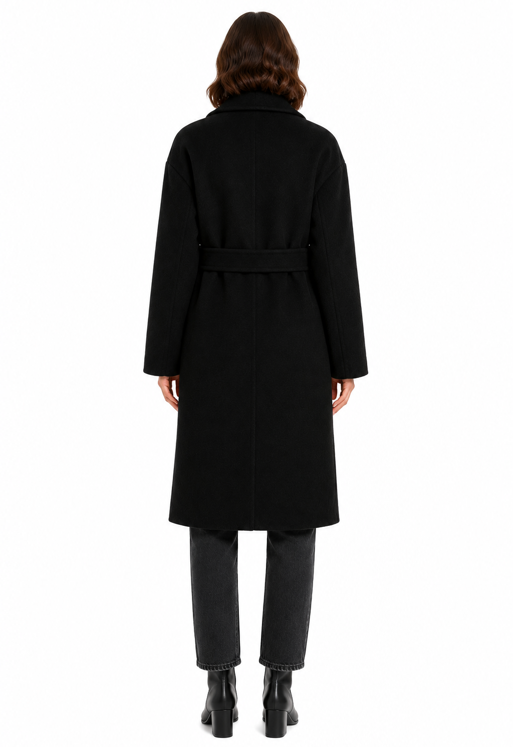Cappotto lungo lana con cintura
