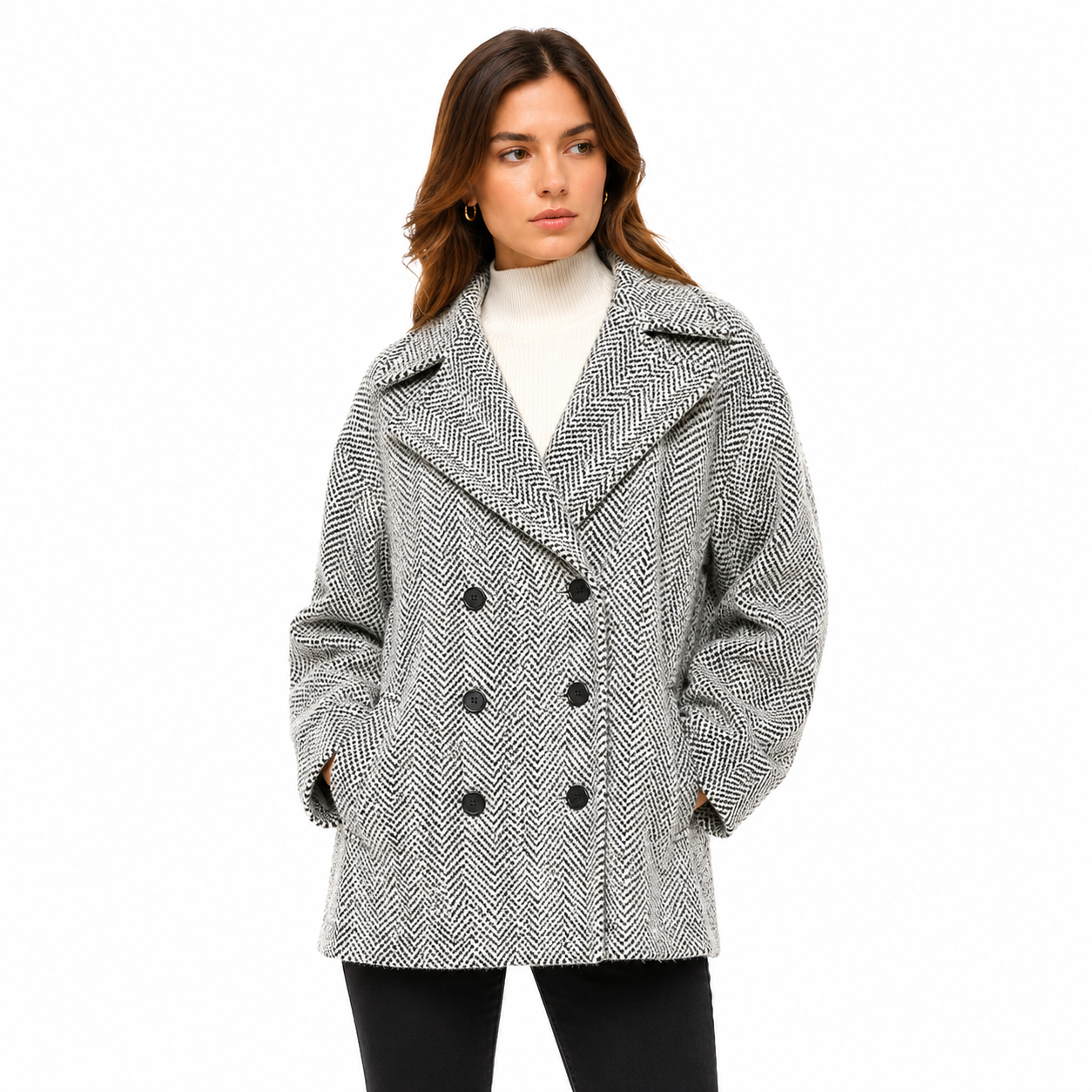 Patrizia Pepe Cappotto black & white granit