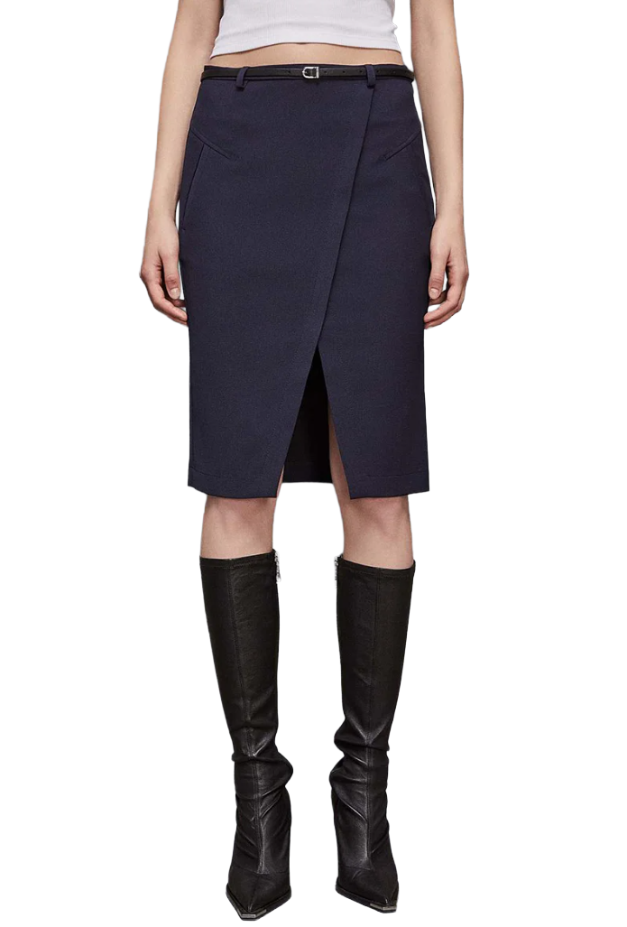 Gonna longuette navy