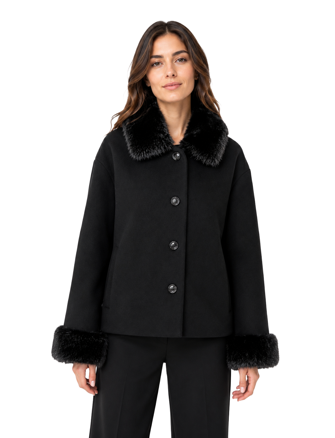Cappotto corto pelliccia nero