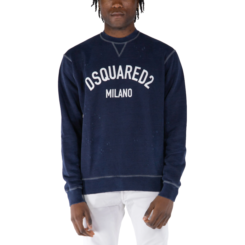 Felpa girocollo distressed