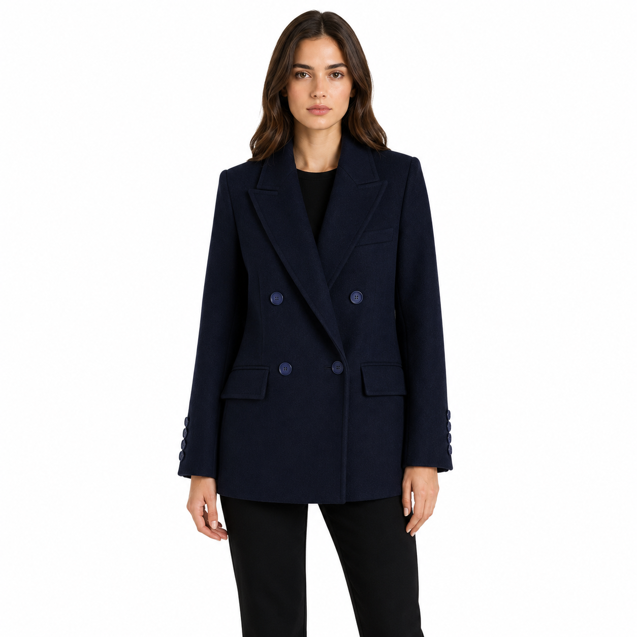 Cappotto corto doppiopetto blu