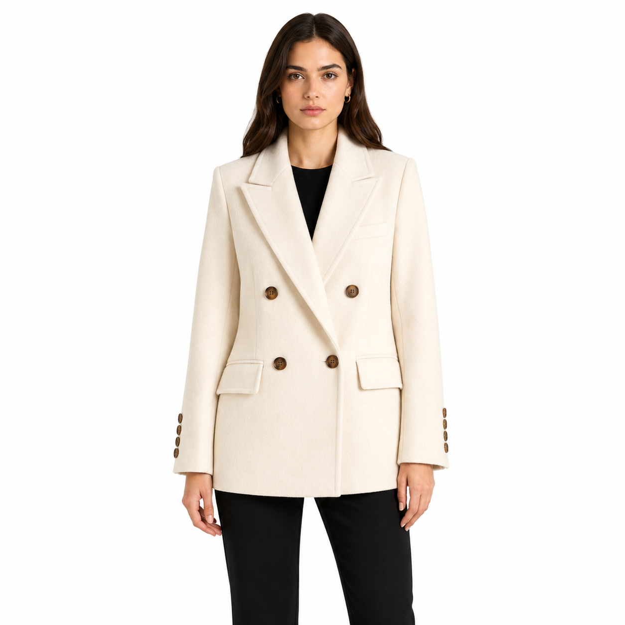 Cappotto corto doppiopetto panna