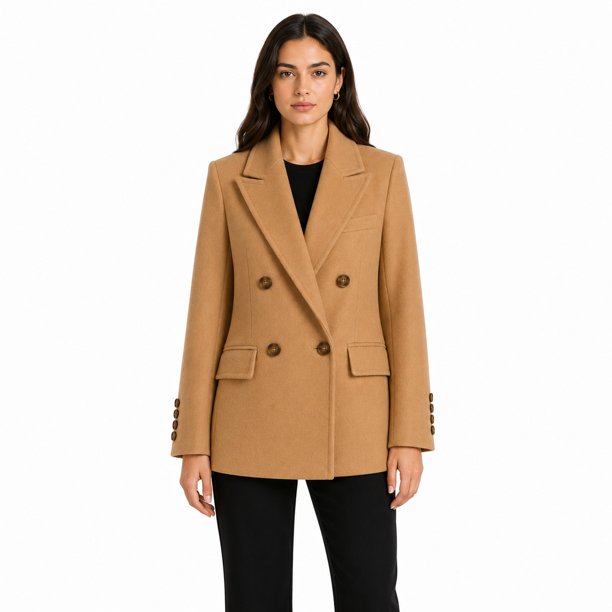 Cappotto corto doppiopetto cammello