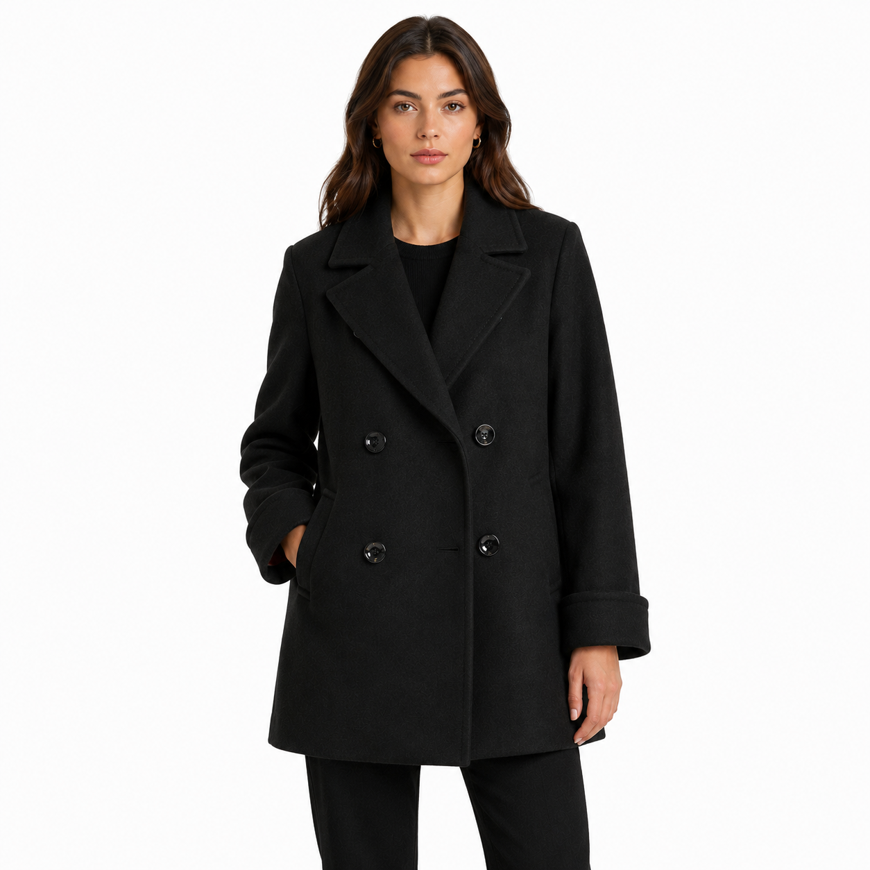 Cappotto peacoat doppiopetto nero