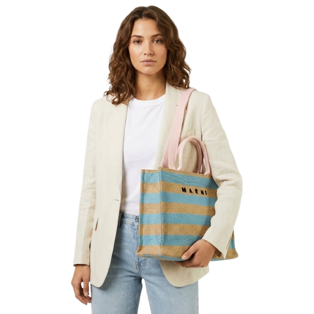 Marni embroidered raffia tote bag