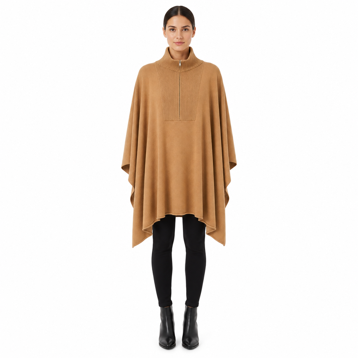 Lupetto zip poncho total look