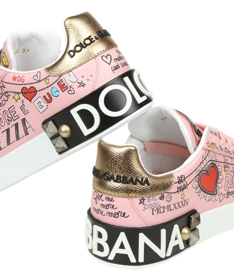 Sneaker bassa graffiti rosa