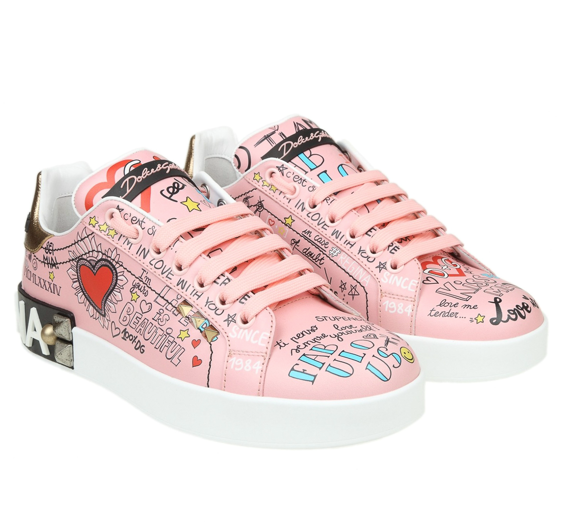 Sneaker bassa graffiti rosa